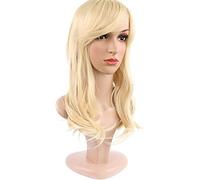 22 "Donne Platinum bionda piena parrucca lunga long lino r ladies signori curvetta parrucche cosplay cosplay scuro radice di colpi di mezzo in parte riccio (Colore : A)