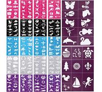 22 Fogli Stencil Tattoo,240 Pezzi Stencil Tatuaggi Temporanei, Glitter per Tatuaggi con Stencil,Stencil Tatuaggi Viso Halloween,Stampini Tatuaggi Henne,Tatuaggi Stencil Adesivo per Feste di Natale