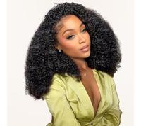 22 Inch Half Wig Human Hair 200 Densità Kinky Curly 3 In 1 Seamless Flip Over Parrucca Donna Naturale Brasiliana Glueless Wigs Human Hair with Drawstring Beginner Friendly Headband Wig for Women
