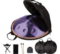 22 Inch Handpan Drum 9/10/12 Notes Hang Drum for Adults Steel Percussion Instrument Professional Hand Pan Set with Stand, for Meditation Yoga Sound Healing Music Therapy(Purple,432HZ/9Note)