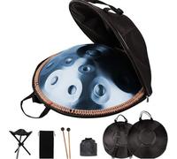 22 Inch Handpan Drum 9/10/12 Notes Hang Drum for Adults Steel Percussion Instrument Professional Hand Pan Set with Stand, for Meditation Yoga Sound Healing Music Therapy(Blue,432HZ/9Note)