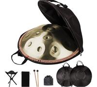 22 Inch Handpan Drum 9/10/12 Notes Hang Drum for Adults Steel Percussion Instrument Professional Hand Pan Set with Stand, for Meditation Yoga Sound Healing Music Therapy(Gold,440HZ/10Note)