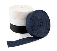 22 M Nastri in Sbieco Piatti fettuccia 25 MM de Larghezza di Cotone per Cucire A Maglia Fai da Te 5.5M/Rotolo,4 Rotoli,4 Colori per Craft, Borse, Cinghie