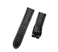 22 mm 24mm 26 mm nero marrone blu verde grigio grigio bianca in pelle in pelle di bambù Candabile compatibile con fibbia per tang a fascia di orologi a tracolla (cinturino nero, 24 mm senza fibbia)