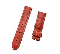 22 mm 24mm 26 mm nero marrone blu verde grigio grigio bianca in pelle in pelle di bambù Candabile compatibile con fibbia per tang a fascia di orologi a tracolla (cinturino rosso, 24 mm senza fibbia)