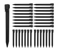 22 paletti in plastica, 24,9 cm, picchetti per tende, picchetti per campeggio, tavole esterne e terrazze, prati da giardino, pali di supporto per irrigazione (25 cm, nero)