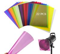 22 pellicole colorate per fari, formato A4, filtro colorato, trasparente, formato A4, pellicola di correzione del colore per finestre, pellicola colorata, resistente al calore per lampade