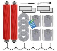 22 pezzi accessori per robot aspirapolvere Roborock Qrevo S/Qrevo Pro/Qrevo MaxV, 2 spazzole principali, 4 sacchetti per la polvere, 4 panni per la pulizia, 4 filtri, 6 spazzole laterali, spazzola per