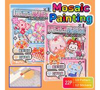 22 pezzi Adesivi per pittura di diamanti ad arte pixel, libro di giochi di numeri cartoni animati, mini adesivi, adesivi per decorazione fai-da-te per la casa, scrapbooking fai-da-te, regalo per la fi
