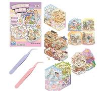 22 Pezzi Adorabili Adesivi 3D, Scene Stickers DIY, Scene Stickers Cute Cartoon, Adesivi 3D Stress Sollievo Con le pinzette, Adesivi Fai Da Te, Castello, Casa dei Fiori, Casa Magica, Biblioteca(B)