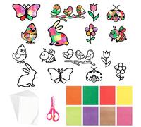 22 Pezzi Decorazioni Pasqua per Finestre,Decorazioni per Finestre di Pasqua,Include Fiori,Uccelli,Conigli,Api,Farfalle,Adesivi per Finestre Primavera,Kit di Lavorettiper Bambini