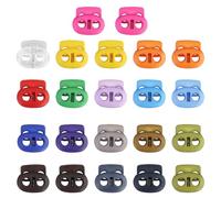 22 pezzi Double Hole Round Colourful Cord Locks, Cord Stopper with 2 Holes, Pull Cord Slide Stopper, per sport, zaini, lacci, escursionismo (Colore casuale)