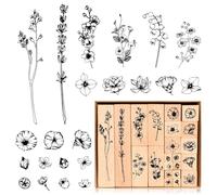 22 Pezzi Legno Timbro Set in Gomma, Timbri in Legno Fiori e Piante Naturali Set, Timbri Decorativi Vintage in Legno, Timbri in Gomma in Legno Vintage, per DIY, Scrapbooking, Artigianato, Cartoline