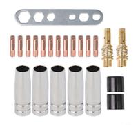 22 pezzi Set di accessori per saldatura MIG/MAG, ugelli in rame 0,8 mm per bruciatori MB-15 AK15, con ugelli a gas, ugelli a contatto, diffusori, isolamento e chiave per industria metalliche