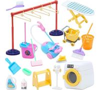 22 pezzi Set di Pulizia per Bambini, Kit Pulizia Bambini Giocattolo, Mini Strumento di Pulizia, Set Pulizia Bambini Giocattolo, Accessori per Casa delle Bambole, Colore Casuale