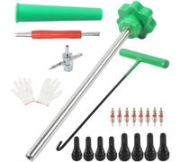 22 Pezzi Set di Strumenti Nucleo Valvola In Lega 45# Per Pneumatici Auto, Estrattore Gancio A T Con Tubo Conico E Barra Di Pressione , Kit Di Riparazione Ergonomico In Verde Per Manutenzione E