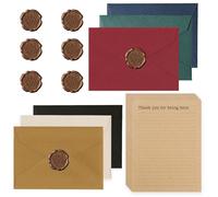 22 Pezzi Vintage Carta da Lettere con Busta, Set di 6 Buste in Lino e Sigilli di Cera, 10 A5, Carta da Lettere Vintage, Pergamena da Scrivere, per Compleanno, Inviti di Nozze