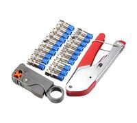 22 - Piece Coaxial Cable Crimping Tool Kit | F - Head Crimper & Stripper for RG6 Cable | Expert Weatherproof Connections for Antenna/Satellite/CCTV | Full Metal Construction