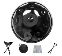 22 Pollici D Minore 9 Note Drum A Mano, Diametro Standard Da 56 Cm Handspan Tamburo Della Lingua In Acciaio, Tamburo Manuale Di Sintonizzazione (principiante 9 Nota Handpan) (Color : Black)