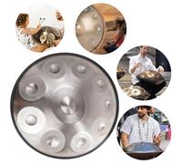 22 Pollici Handpan Drum, Hand Pan Steel Adulti Handpan Drum - 9/10/12 Note 432hz/440hz - Strumenti A Percussione Set Di Tamburi A Mano Per Principianti Regalo Bambini Meditazione(Silver,10 Notes (440H