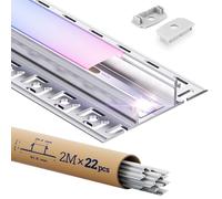 22 profili per piastrelle a LED, 2 m, profilo per cartongesso, 2 m, in alluminio, canale e diffusore, per illuminazione indiretta, soffitto