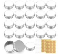 22 Pz Barattoli di Alluminio, Vasetti Alluminio, 15ml Lattina Barattoli in Metallo con Coperchi, Vasetto Vuoto Contenitori Piccoli per Crema Lozione Cosmetici, con 24 Etichette, 6 Raschietti