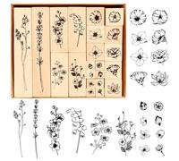 22 timbri in legno, timbri in legno, set di timbri in legno, da scrivere, per album fai da te e scrapbooking, nati come fiori estivi