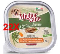 22 X Miglior Cane Le Specialita' Italiane Polpettone Pate' Con Pollo, Carote E