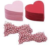 220 etichette regalo a forma di cuore, etichette regalo a forma di cuore, con 2 corde di cotone, per vestiti, prezzi, artigianato fai da te (rosso, rosa)