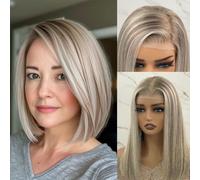 220% Highlight frassino bionda Bob parrucca capelli umani pre-pizzicato pre tagliato Ombre Sweep frassino marrone corto Bob dritto morbido 13x4 UHD pizzo anteriore veri capelli umani parrucche per le