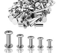 220 viti per libri nichelate da 4/5 mm, Chicago, viti da cintura, testa a croce, set di viti per rilegatura in pelle, libri, carta, fai da te