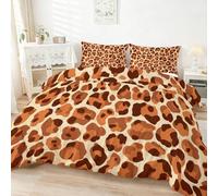 220 x 240 cm Set Copripiumino Duvet, Disponibili In Vari Modelli Adatto A Studenti Adolescenti E Adulti Vintage Arte Stampa Leopardo, Realizzati Con Microfibra Spazzolata Marrone E Nero