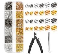 2200 Pz Perline a Crimpare 2 mm/ 2,5 mm Schiaccini Bigiotteria Distanziatori Perline a Crimpare per la Creazione di Gioielli per Collane Set per Fare Braccialetti Fai da Te Kit