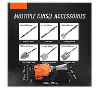 2200W Demolition Jack Hammer Electric Jackhammer Concrete Breaker con 2/4/6 punte a scalpello e custodia for la rottura di trincee(6Bits)