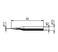 172 BD - Punta per saldatore a forma di matita, diritta, 1,1 mm