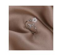 -22024 Anello coreano delicato con fiore di perla e foglia, stile semplice e versatile, aperto per donna