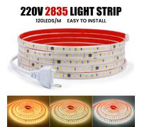 220V LED Striscia Luci 2835 120Led/m Bianco Impermeabile Nastro Flessibile Spina