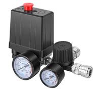 220V Pressostato Compressore Aria, 4 Fori Valvola di Controllo di compressore con valvola di sicurezza e manometro, Risposta Rapida, precise regolazione per officina o fabbrica