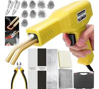 220W Saldatore per Plastica 2 in 1 Saldatrice Plastica, Pistola Saldatura Plastica con 800pcs 6 Tipo Graffette,40pcs Bacchette, 2Pcs Strumento di Levigatura,Kit Riparazione Paraurti Auto(giallo)