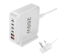 220W USB C Charger Block GaN III USB Desktop Charging Station 6 Porte QC4.0 Fast Charging Station Hub+PD 100W Tipo C Adattatore per Caricabatterie per Laptop Compatibile con MacBook Pro Laptop Tablet