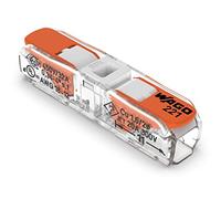 221-2401 | Wago Lever-Nuts® Inline Splicing Connector | for Solid and Stranded Conductors | 2 Conductor with Operating Levers | 20-12 AWG | Custodia trasparente | White Cover | [Scatola di 60 pezzi]