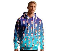 222 Felpe con cappuccio di Natale stampate per gli uomini Felpa personalizzata con cappuccio divertente personalizzato Design con Natale per le vacanze Allenamento Natale 111, Blu, L