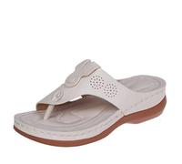 222 Lightweigh Infradito da donna 2025 Estate da donna nuova punta aperta Clip Toe Slope Heel Infradito Usura esterna Pantofole da spiaggia per interni ed esterni Vacanze estive Vocazione, Beige, 36.5