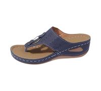 222 Lightweigh Infradito da donna 2025 Pantofole da donna con fondo spesso Hollow Beach Car Cuciture con tacco a zeppa infradito per interni ed esterni vacanze estive vocazione, Blu scuro, 38.5 EU