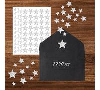 2240 pezzi di adesivi a forma di stella argentata scintillante,1/1,5/1,8/2,3cm. Adesivi a forma di stella argentata metallica resistenti all'acqua e alle lacrime con adesivo autoadesivo per ricompense