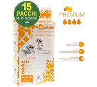 225 Tappetini igienici Asssorbello Premium 40x60 cm per cani - 15 pacchi da 15 p