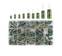 225Pcs/Box 15Values Aluminum Electrolytic Capacitor Kit 16V-50V 1uF-470uF Assorted Kit High Frequency Low 105℃ Storage Box MQXFCZUX