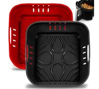 22cm Accessori Friggitrice ad Aria in Silicone, 2PCS Teglie Friggitrice ad Aria Quadrata XXL Airfryer per COSORI 5,5L 6,4L, Pieghevole Riutilizzabile