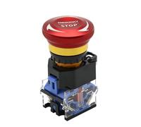 22mm 10A Metal Emergency Stop Pushbutton Switches Mushroom Head Button Self-Locking Elevator Power Start Emergency Stop LA38 EKFBQBGW(1NO 1NC)