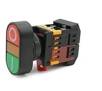 22mm 25mm 220V AC ON/Off Start Stop 1 NO NC 2 pulsanti 22N Interruttore a pulsante momentaneo a doppia testa con lampada LED gialla Componenti elettronici (Size : 110V)